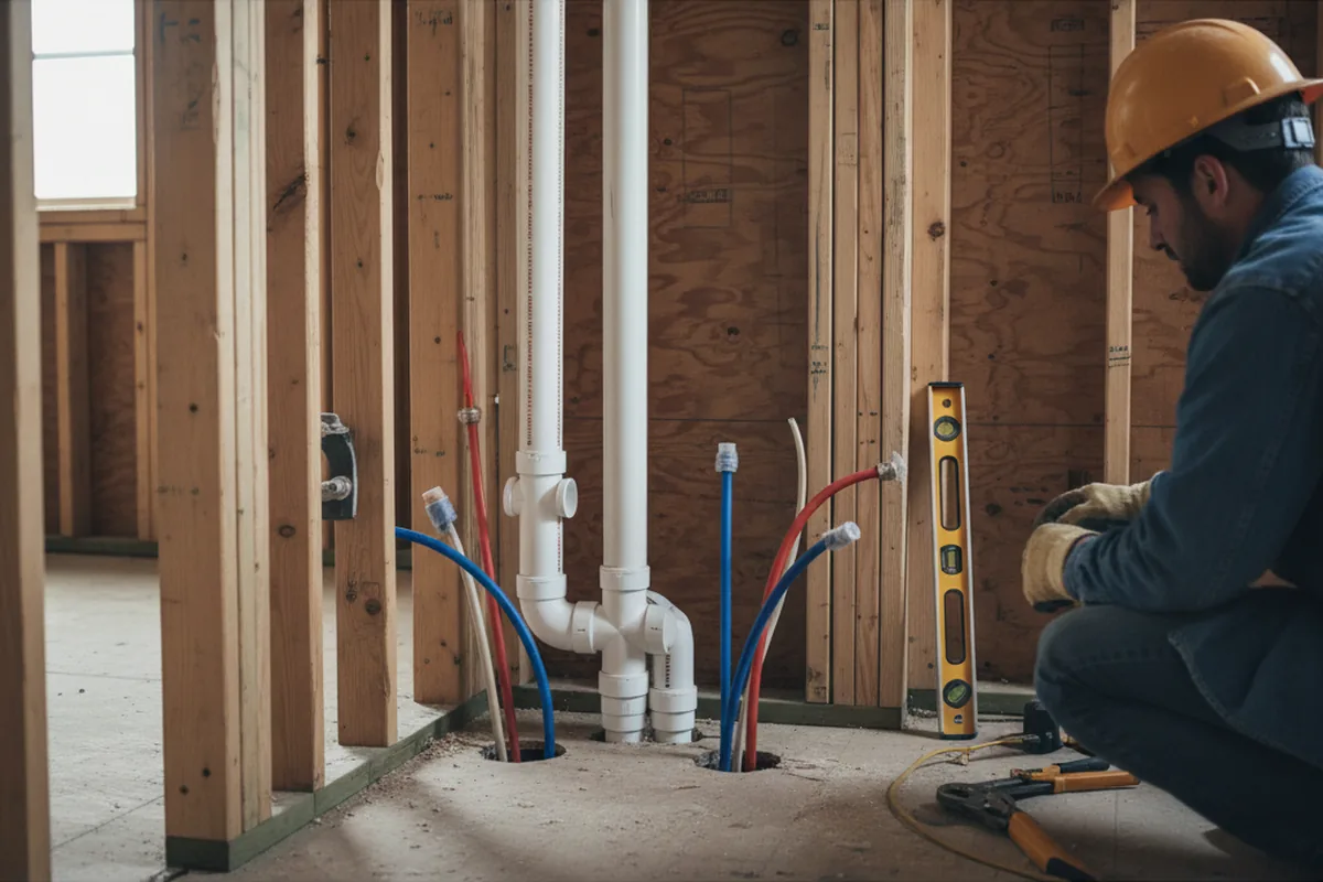 Drain and supply rough-in during Leak Detection in Walled Lake
